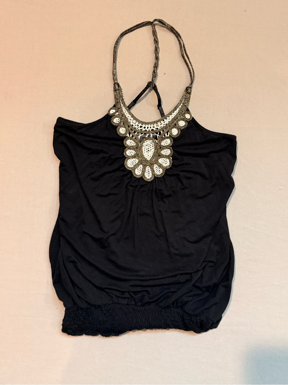 Guess Y2K Black Embellished Halter Tank Top - Women's